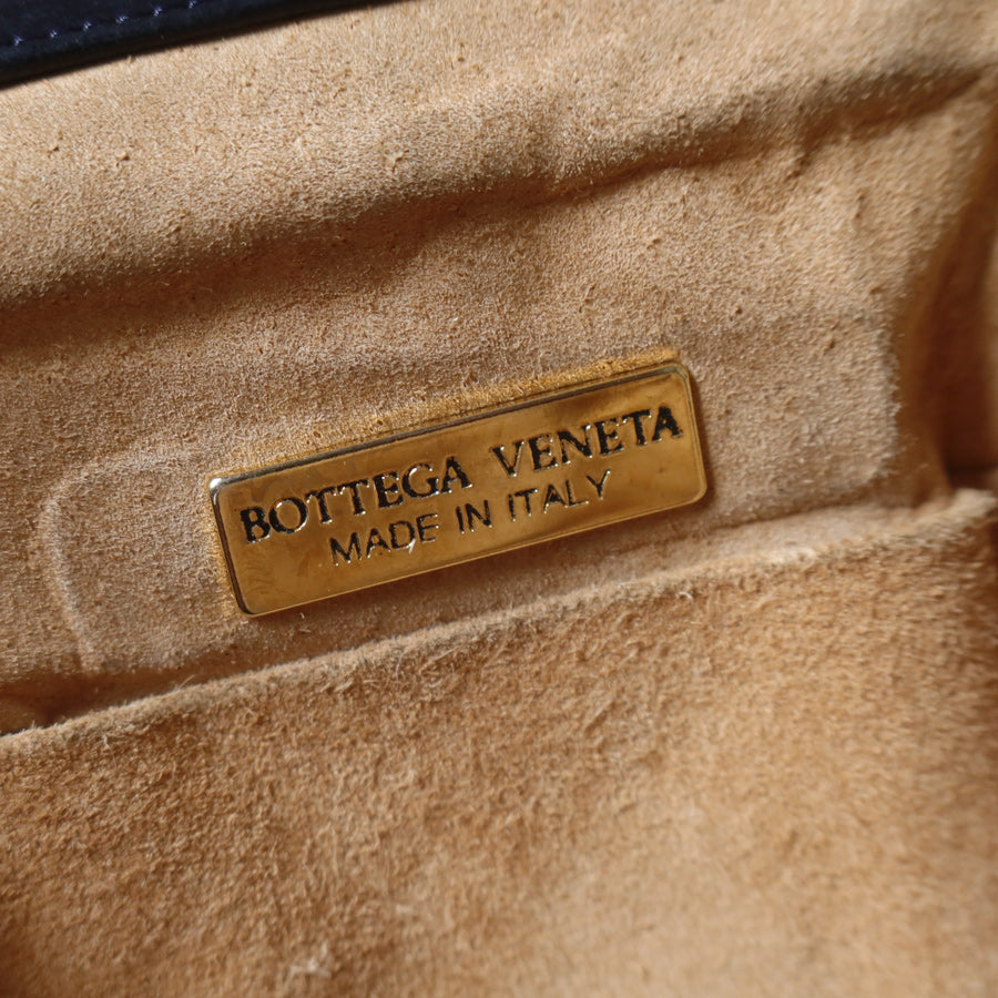 Bottega Veneta Vintage Black Intrecciato Weave Kiss Lock 2way Crossbody Bag
