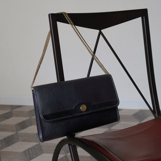 Christian Dior Vintage Black Monogram 3 way Shoulder Flap Bag