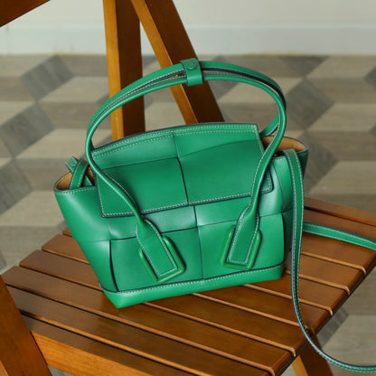 Bottega Veneta Vintage Green Calfskin Maxi Intrecciato Mini Arco 2way Tote Bag