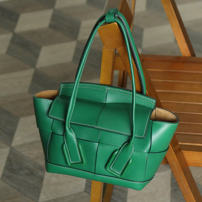 Bottega Veneta Vintage Green Calfskin Maxi Intrecciato Mini Arco 2way Tote Bag