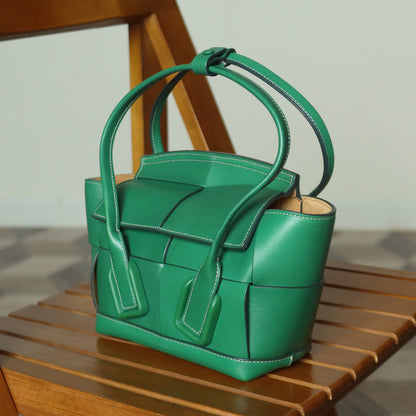 Bottega Veneta Vintage Green Calfskin Maxi Intrecciato Mini Arco 2way Tote Bag
