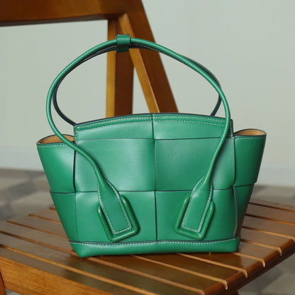 Bottega Veneta Vintage Green Calfskin Maxi Intrecciato Mini Arco 2way Tote Bag