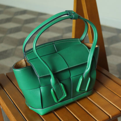 Bottega Veneta Vintage Green Calfskin Maxi Intrecciato Mini Arco 2way Tote Bag