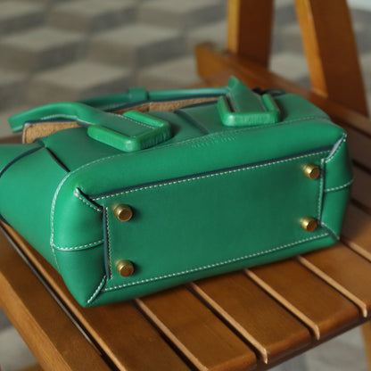 Bottega Veneta Vintage Green Calfskin Maxi Intrecciato Mini Arco 2way Tote Bag