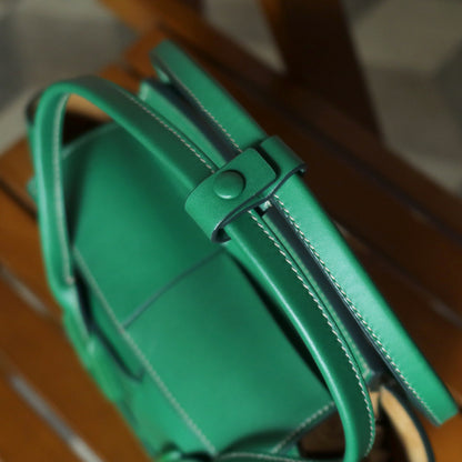 Bottega Veneta Vintage Green Calfskin Maxi Intrecciato Mini Arco 2way Tote Bag