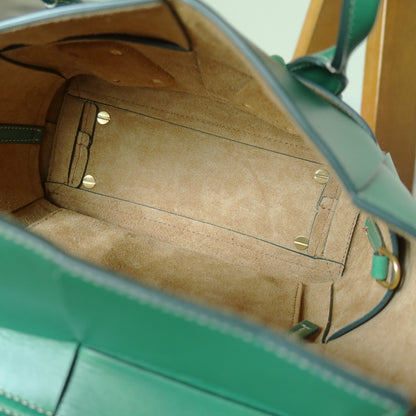 Bottega Veneta Vintage Green Calfskin Maxi Intrecciato Mini Arco 2way Tote Bag