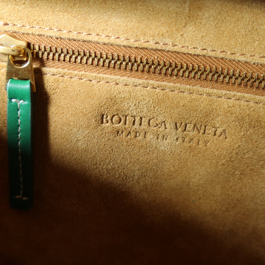 Bottega Veneta Vintage Green Calfskin Maxi Intrecciato Mini Arco 2way Tote Bag