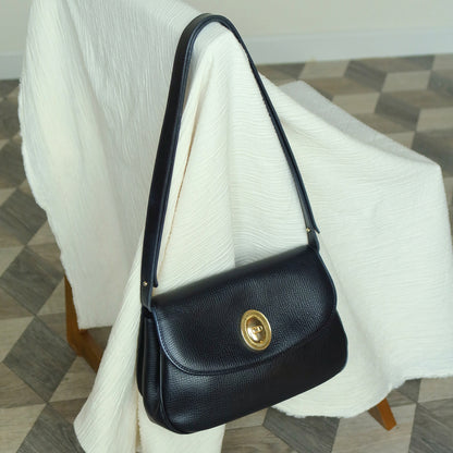 Christian Dior Vintage Black CD Gold oval medallion 2way Shoulder Bag