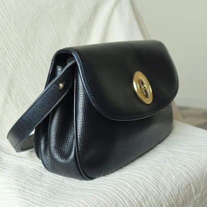 Christian Dior Vintage Black CD Gold oval medallion 2way Shoulder Bag