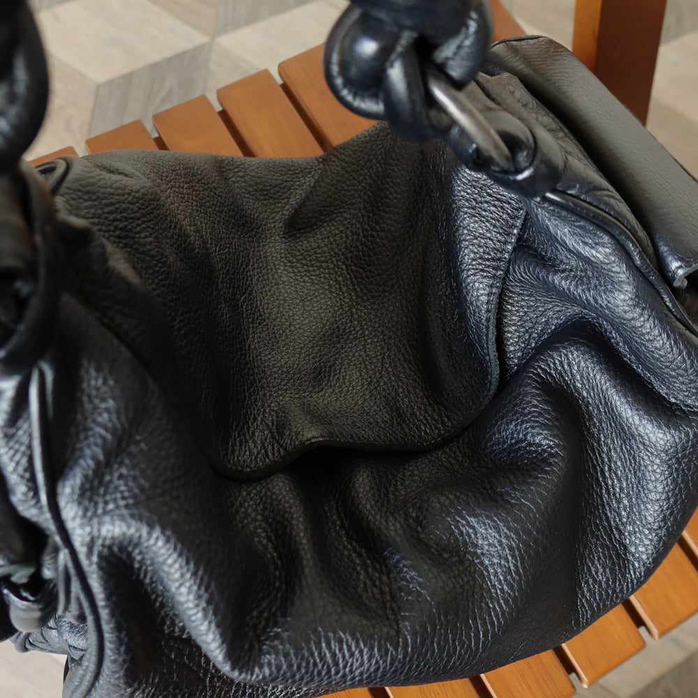 Bottega Veneta Vintage Black Intrecciato Sloane Braided Strap Shoulder Bag