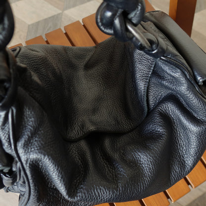 Bottega Veneta Vintage Black Intrecciato Sloane Braided Strap Shoulder Bag