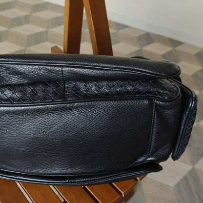 Bottega Veneta Vintage Black Intrecciato Sloane Braided Strap Shoulder Bag