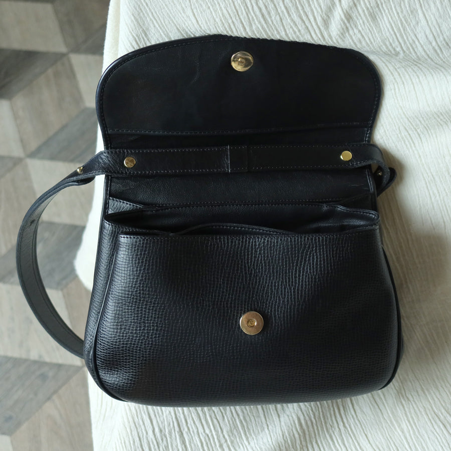 Christian Dior Vintage Black CD Gold oval medallion 2way Shoulder Bag