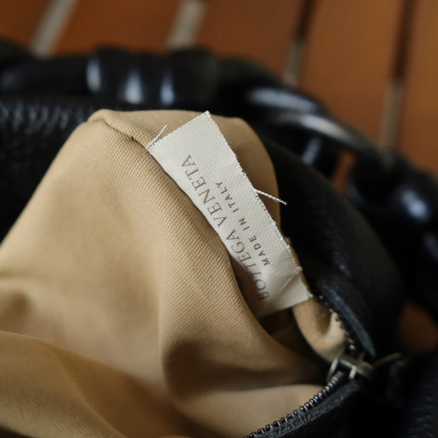 Bottega Veneta Vintage Black Intrecciato Sloane Braided Strap Shoulder Bag