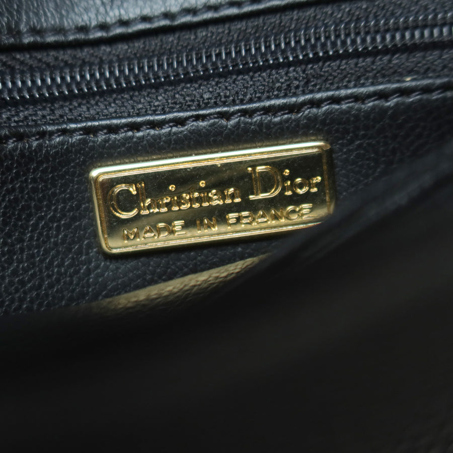 Christian Dior Vintage Black CD Gold oval medallion 2way Shoulder Bag