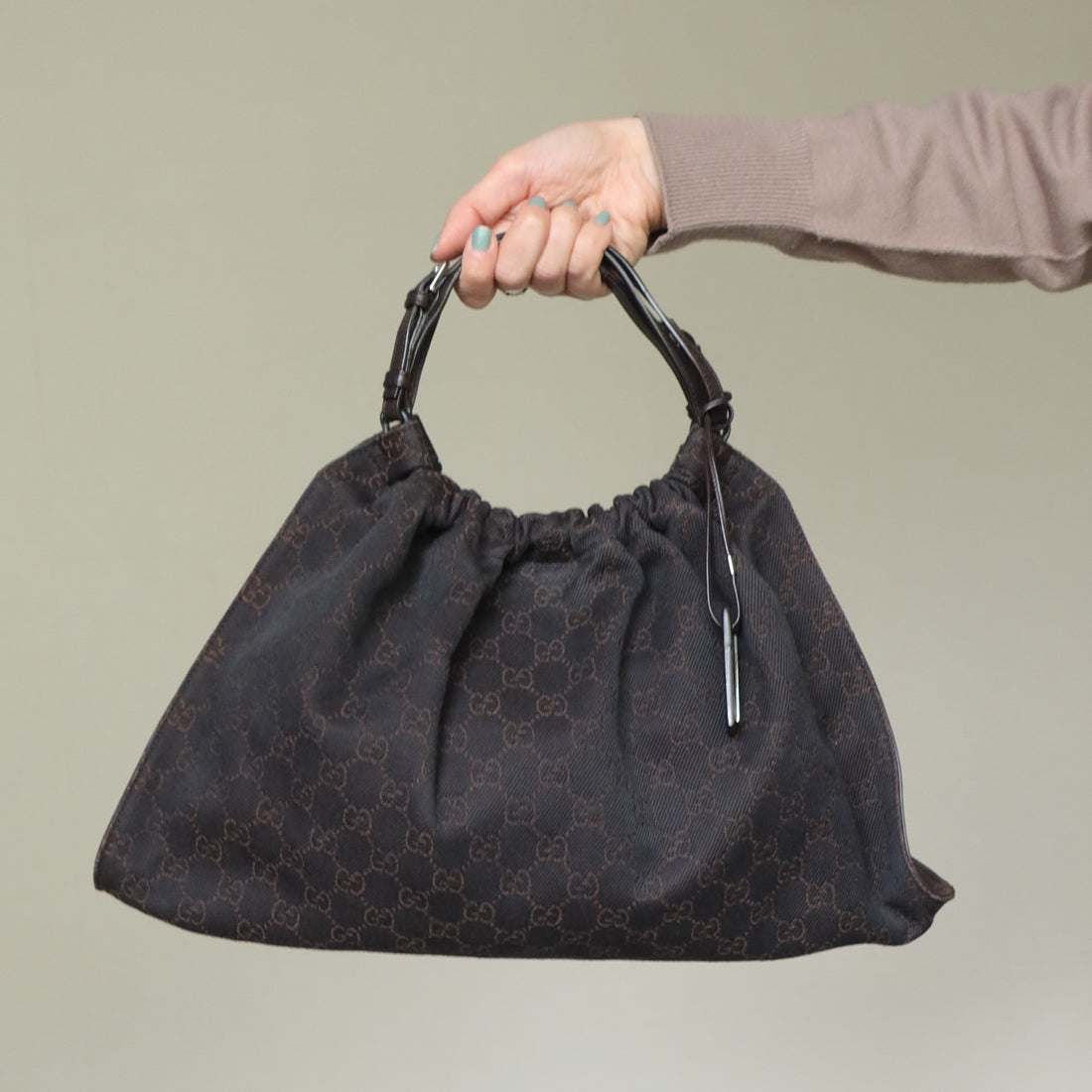 Gucci Vintage GG Monogram Brown Shoulder Hobo Bag