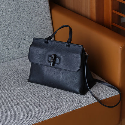 Gucci Vintage Black Medium Bamboo Daily Top Handle 2way Shoulder Bag