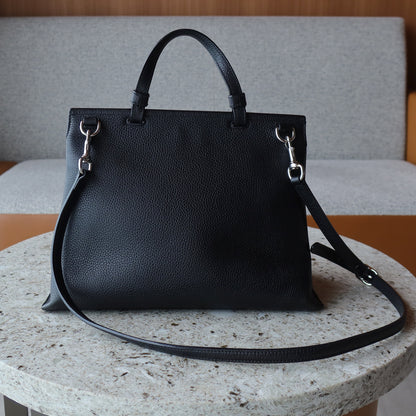 Gucci Vintage Black Medium Bamboo Daily Top Handle 2way Shoulder Bag