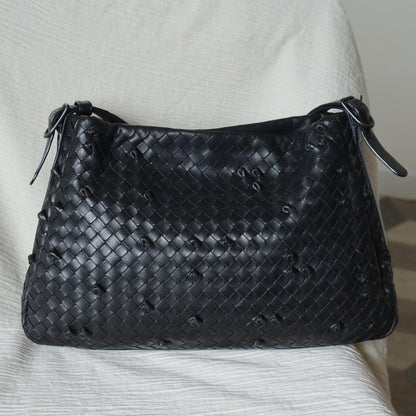 Rare Bottega Veneta Vintage Black Intrecciato knots Ring Strap Shoulder Bag