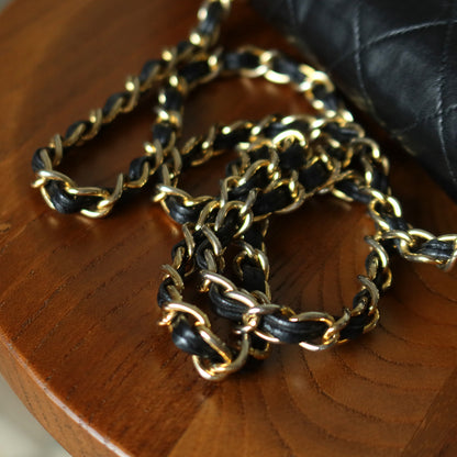 Chanel Vintage Black Matelasse Lambskin Asymmetrical Double Flap Bag with Tassel