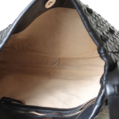 Rare Bottega Veneta Vintage Black Intrecciato knots Ring Strap Shoulder Bag