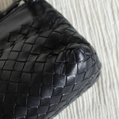 Bottega Veneta Vintage Black Intrecciato Weave Mini Pochette Clutch Shoulder Bag S