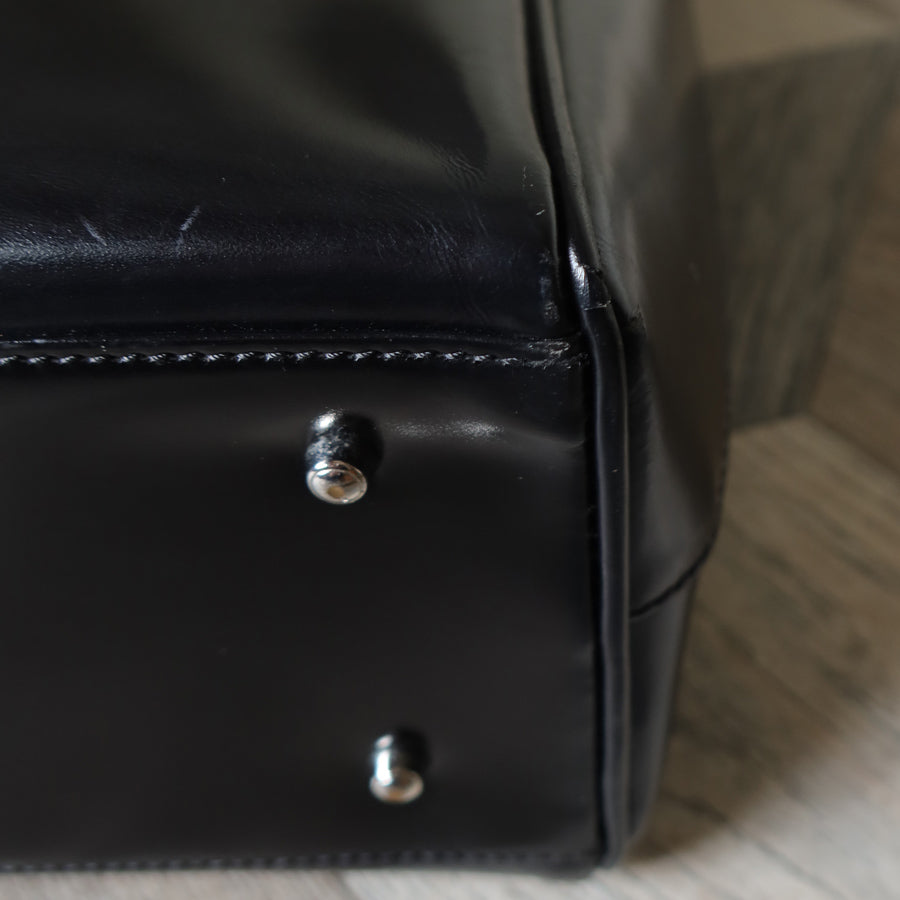 Gucci Vintage Black Ring Handles Travel Work Daily Bag