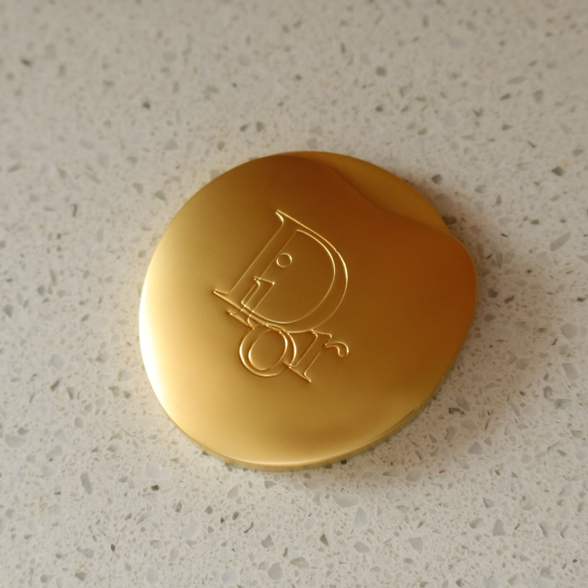 Rare Christian Dior Vintage Metallic Gold Heart Shape Sliding Pocket Mirror