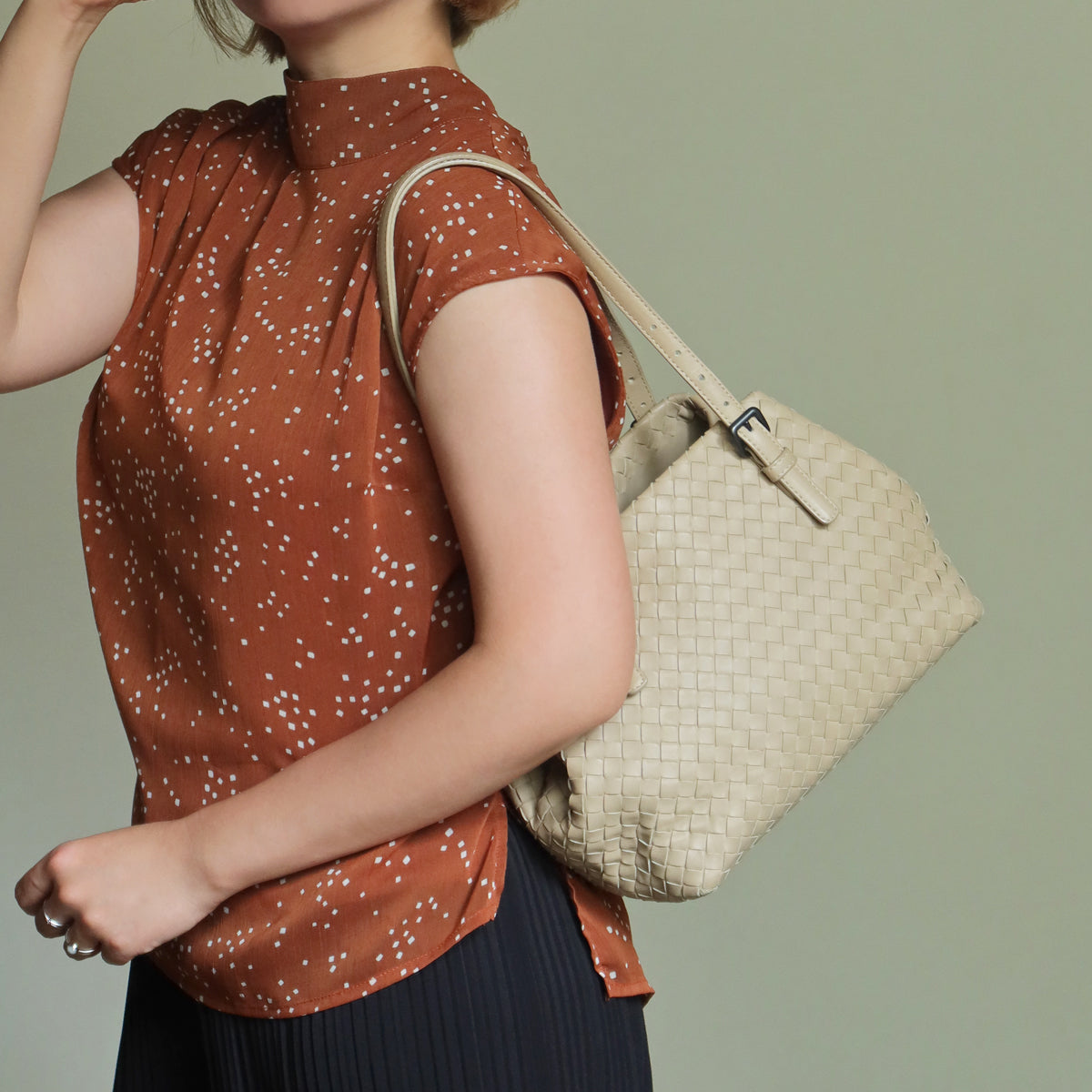 Bottega Veneta Vintage Taupe Intrecciato Leather Cesta Shoulder Tote Bag