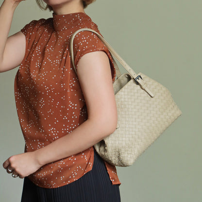 Bottega Veneta Vintage Taupe Intrecciato Leather Cesta Shoulder Tote Bag