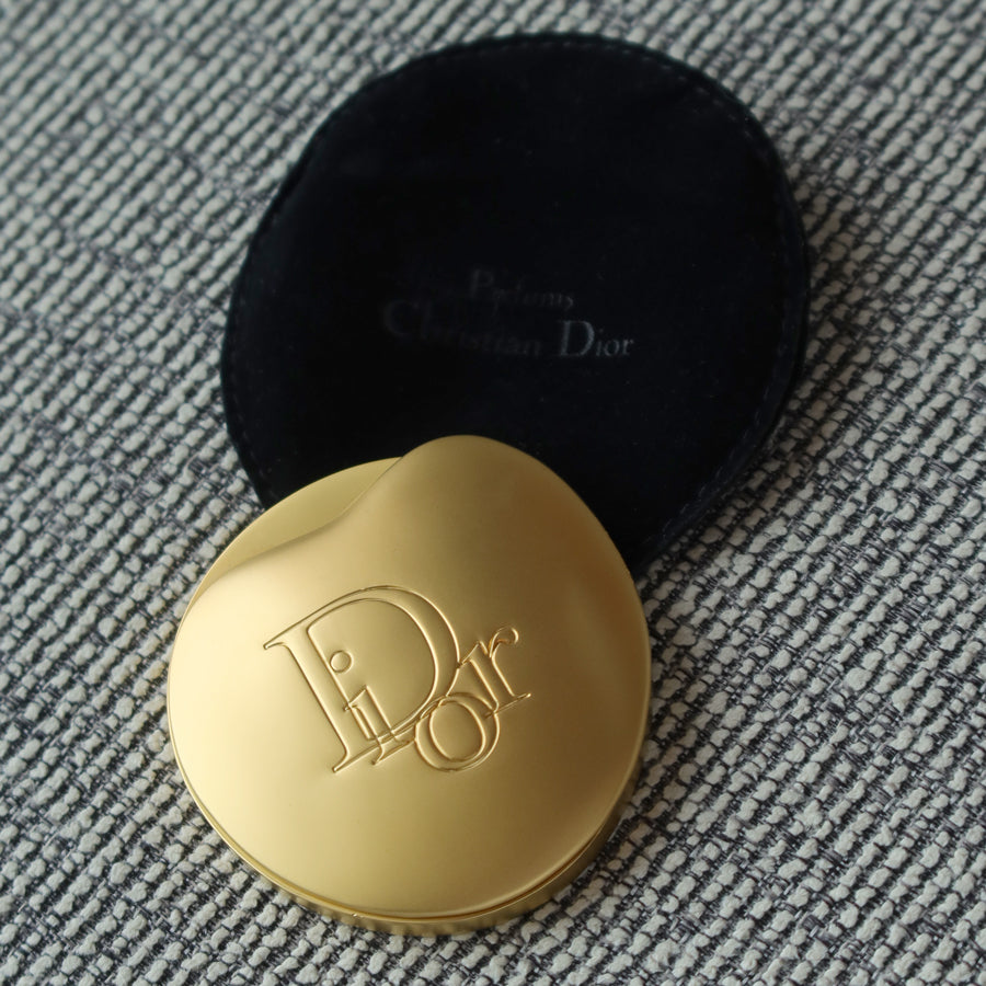 Rare Christian Dior Vintage Metallic Gold Heart Shape Sliding Pocket Mirror