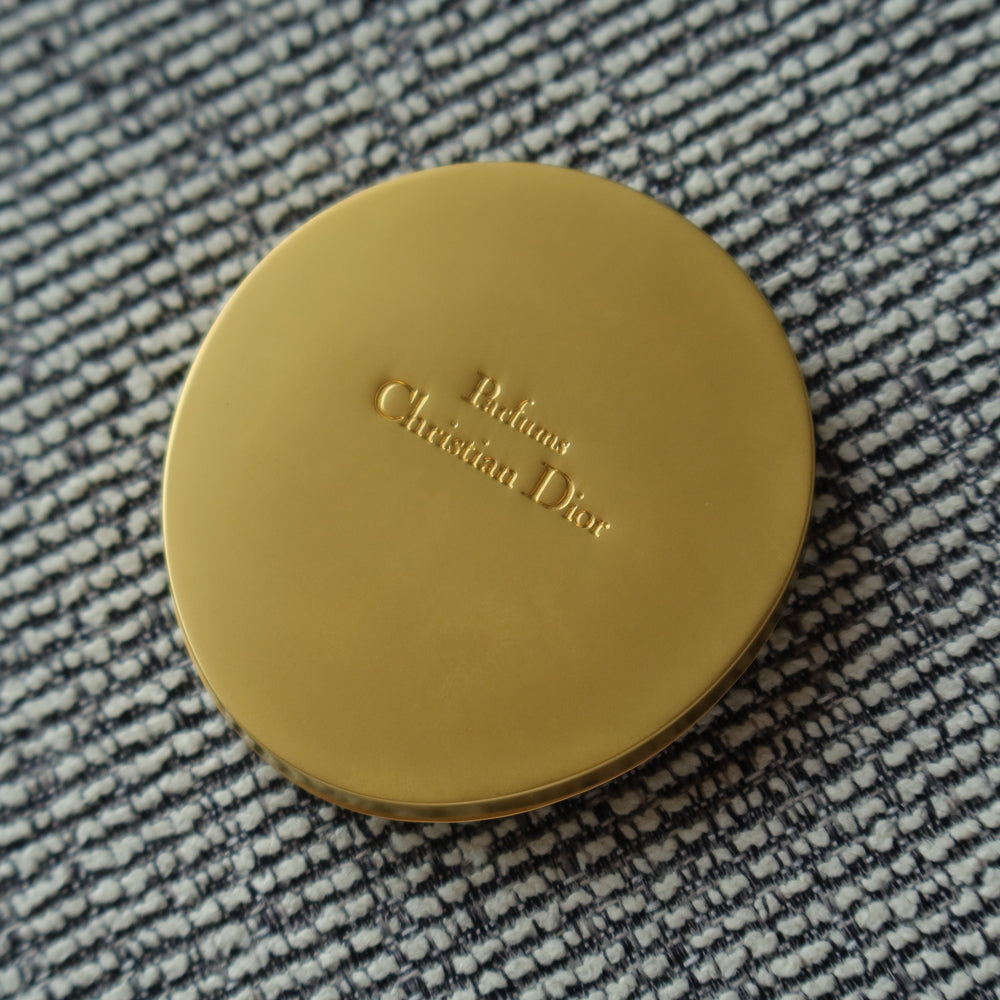 Rare Christian Dior Vintage Metallic Gold Heart Shape Sliding Pocket Mirror