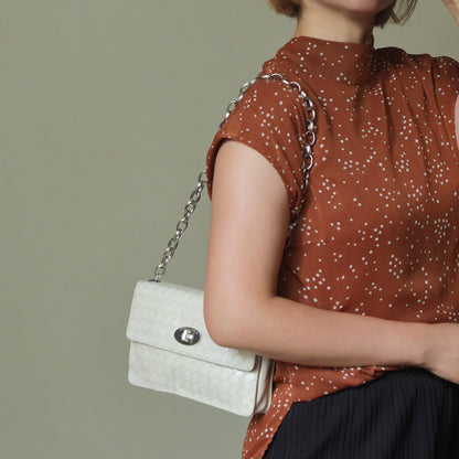 Bottega Veneta Vintage Ivory White Intrecciato Turn lock 2way Mini Shoulder Bag