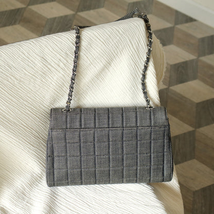 Chanel Vintage Denim Chocolate Bar Quilted Coco mark Shoulder Flap Bag