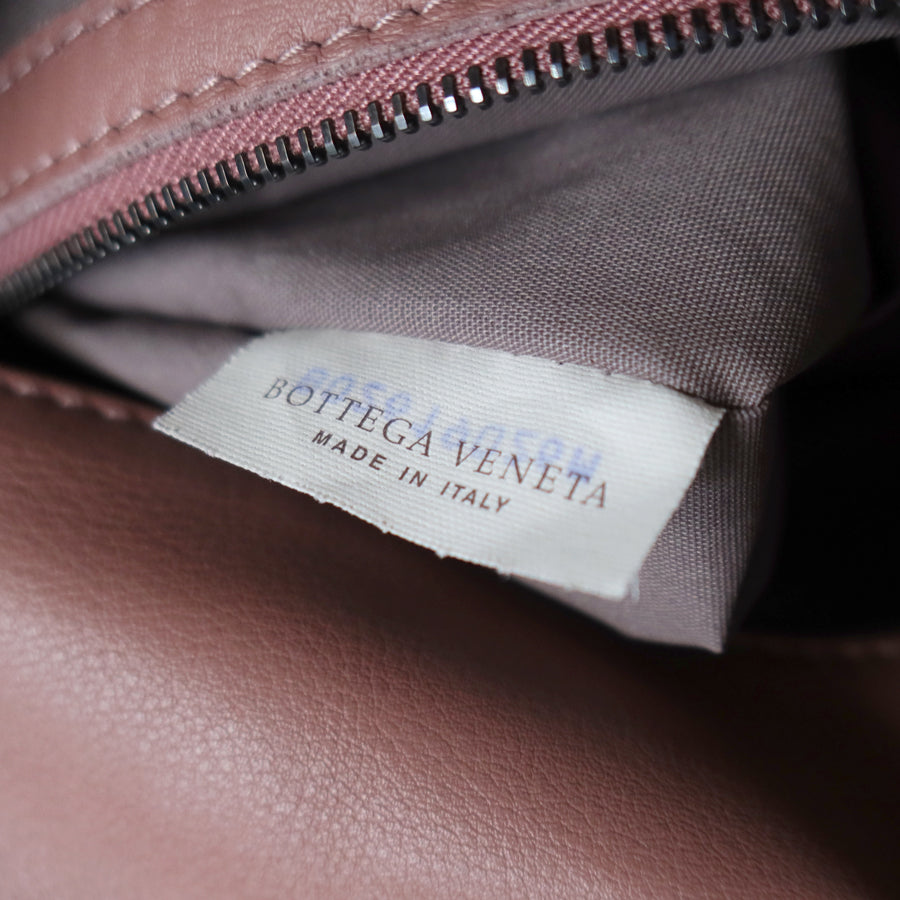 Bottega Veneta Dusty Pink Leather Intrecciato Weave Knot Large Hobo Shoulder Bag