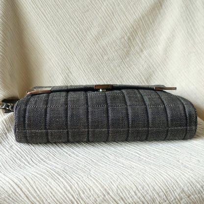 Chanel Vintage Denim Chocolate Bar Quilted Coco mark Shoulder Flap Bag