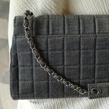 Chanel Vintage Denim Chocolate Bar Quilted Coco mark Shoulder Flap Bag