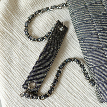 Chanel Vintage Denim Chocolate Bar Quilted Coco mark Shoulder Flap Bag