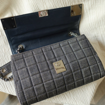 Chanel Vintage Denim Chocolate Bar Quilted Coco mark Shoulder Flap Bag