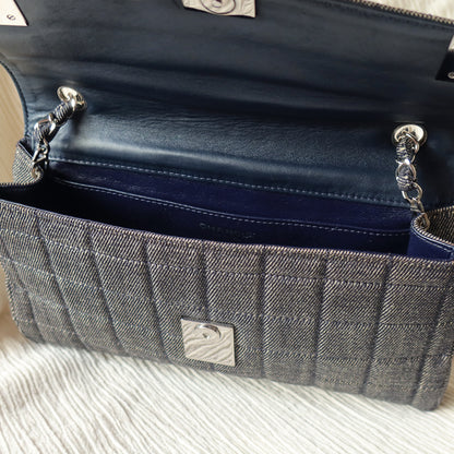 Chanel Vintage Denim Chocolate Bar Quilted Coco mark Shoulder Flap Bag