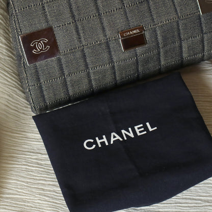 Chanel Vintage Denim Chocolate Bar Quilted Coco mark Shoulder Flap Bag