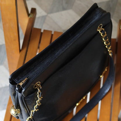 Vintage Chanel Black Caviar 24k Chain Triple CC mark Shoulder Tote Bag