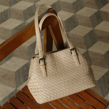 Bottega Veneta Vintage Taupe Intrecciato Leather Cesta Shoulder Tote Bag