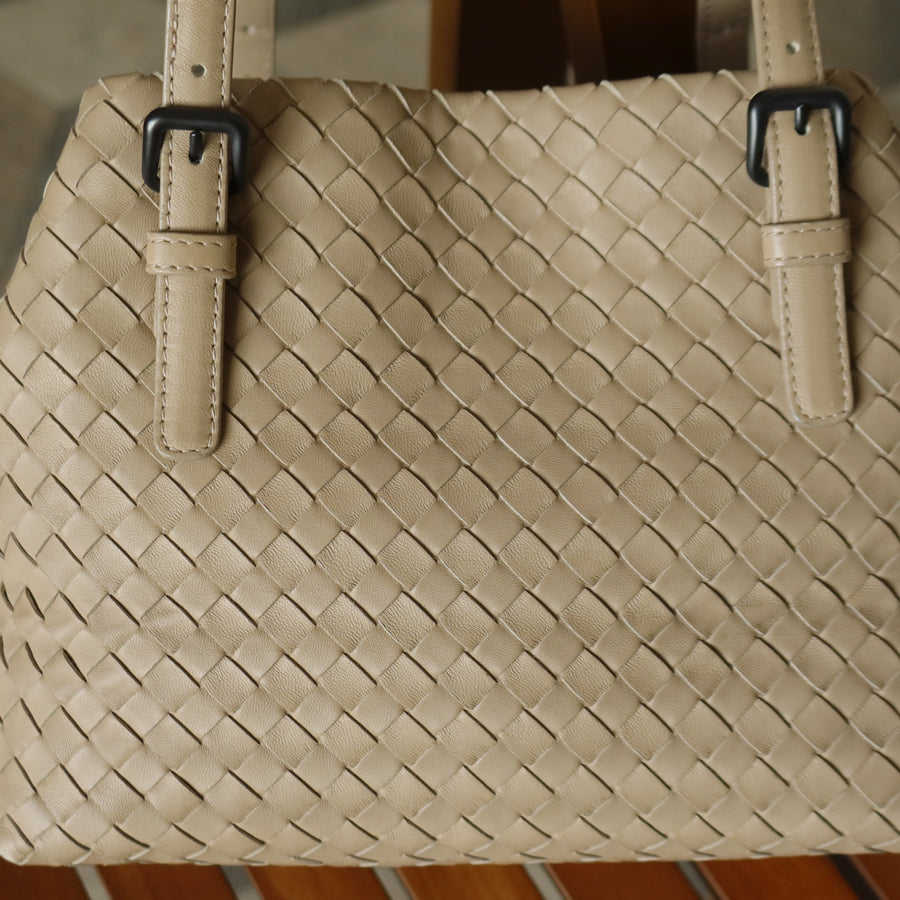 Bottega Veneta Vintage Taupe Intrecciato Leather Cesta Shoulder Tote Bag