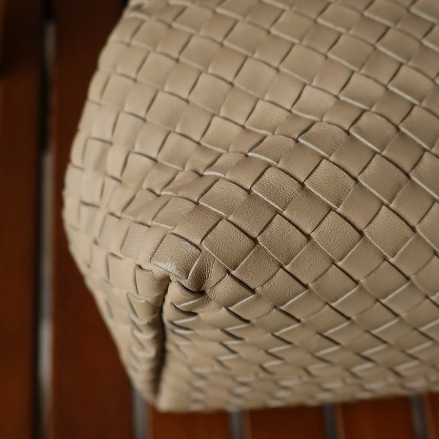 Bottega Veneta Vintage Taupe Intrecciato Leather Cesta Shoulder Tote Bag