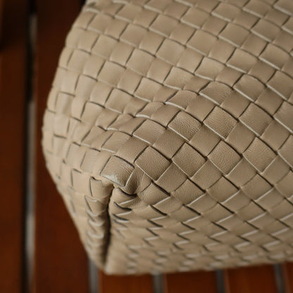 Bottega Veneta Vintage Taupe Intrecciato Leather Cesta Shoulder Tote Bag