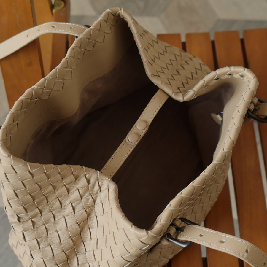 Bottega Veneta Vintage Taupe Intrecciato Leather Cesta Shoulder Tote Bag