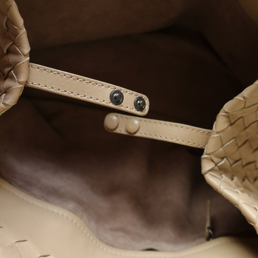 Bottega Veneta Vintage Taupe Intrecciato Leather Cesta Shoulder Tote Bag