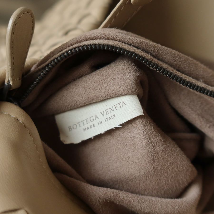 Bottega Veneta Vintage Taupe Intrecciato Leather Cesta Shoulder Tote Bag