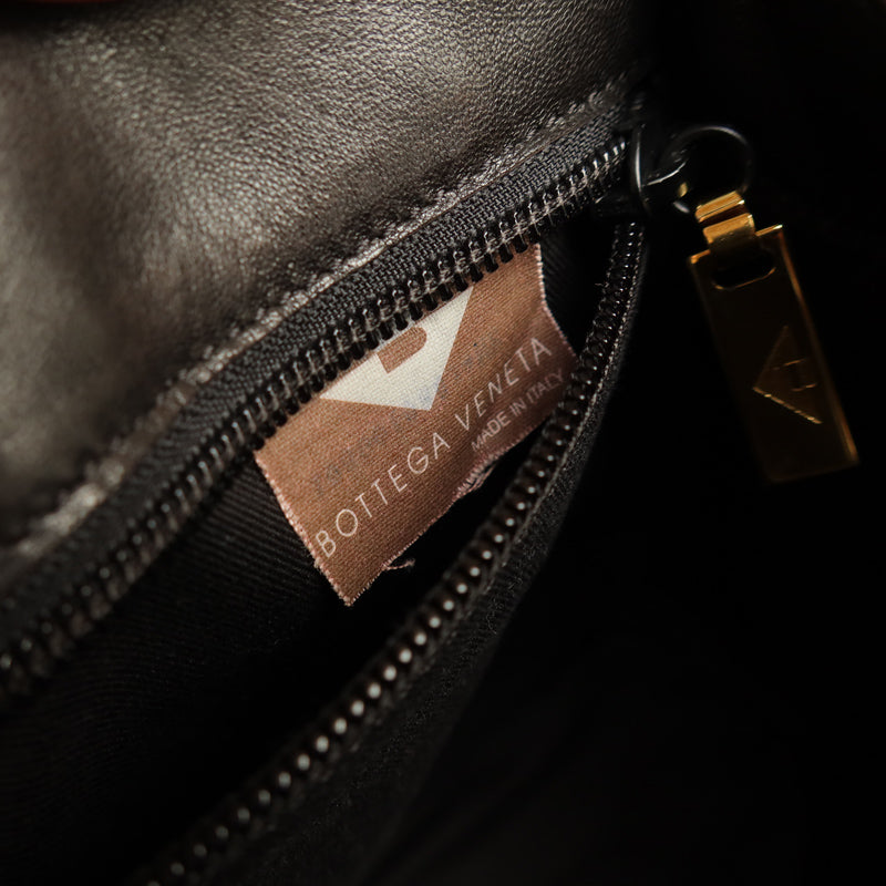 Bottega Veneta Vintage Dark Brown Intrecciato Leather 2way Bag